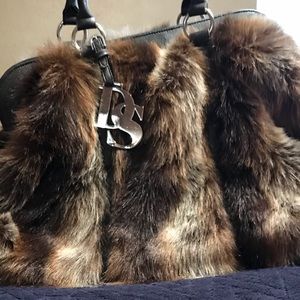 DS faux fur weekender bag